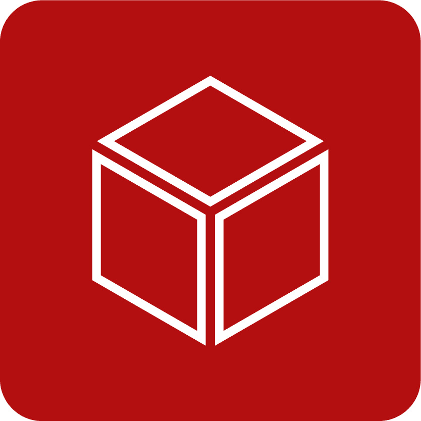 Icon illustrating 3D box with 3 sides.